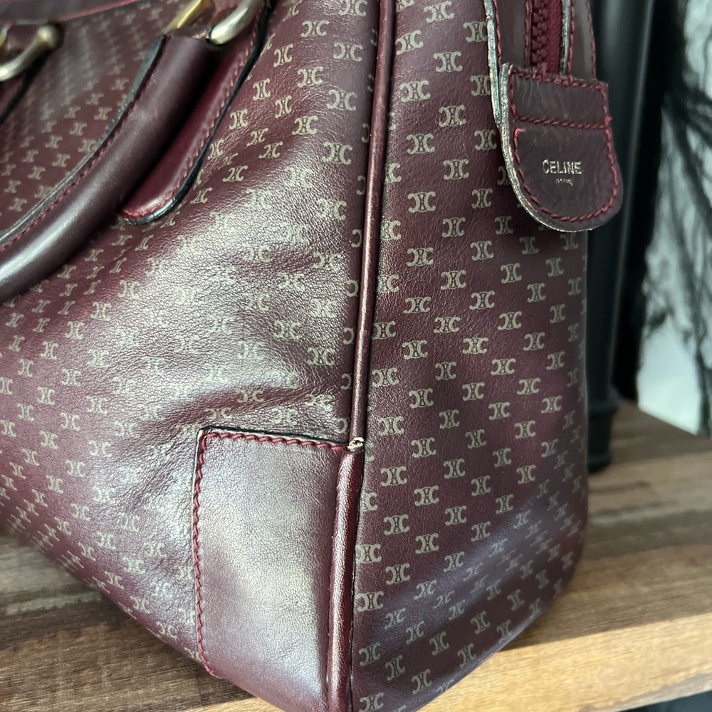 EUC Celine Macadam Burgundy Boston Bag All Leather RARE - Picture 13 of 15